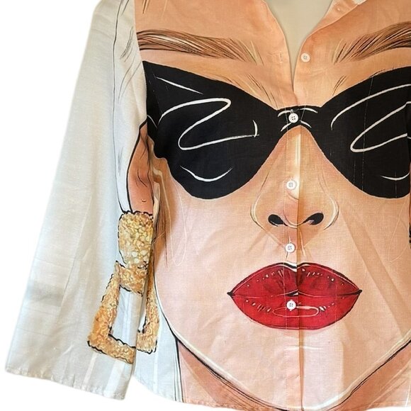 Stylish Graphic Women's Blouse - Multicolor - Picture 3 of 5